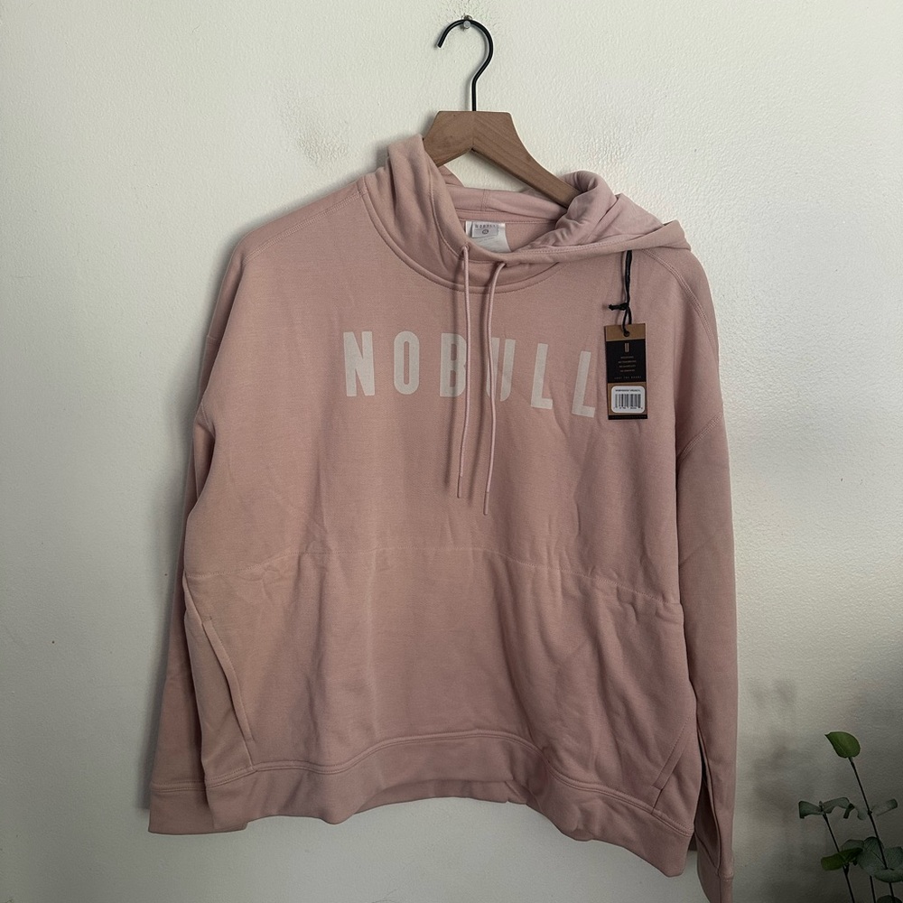 NOBULL Athletic Chic Women's Light Pink Cowl Neck Hooded Sweatshirt size XL NWT